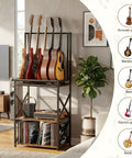 Show Off Your Sweet Guitar Collection With This Super Cool 3 Tier Music Stand, holding various guitars in a stylish music setup.