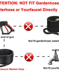 Diagram showing that the Short Pressure Washer Gun With Foam Cannon And One Quarter Inch Quick Connector doesn't fit standard hoses or faucets.