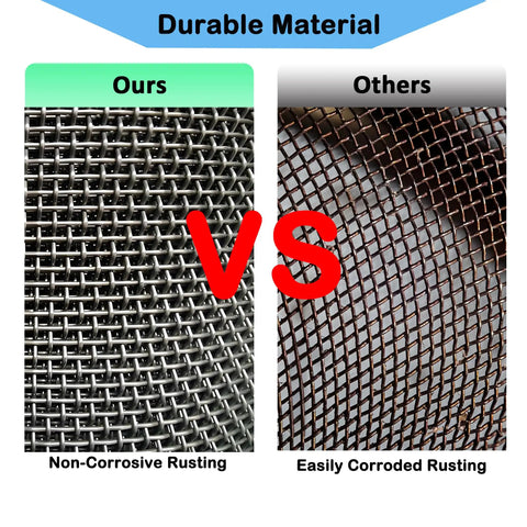 Comparison of 20 Mesh Stainless Steel Window And Door Mesh Screen Roll 15.7x47.2 vs. corroded rust-prone mesh.