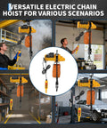 2200 Lb Electric Chain Hoist With 120V Single Phase Overhead Crane G100 Chain 10 Ft Lifting Height shown in various settings