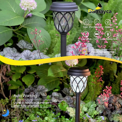 10 Pack Solar Outdoor Lights For Garden Pathway And Walkway Driveway Sidewalk And Yard Black With Cool White LED Landscape Lighting