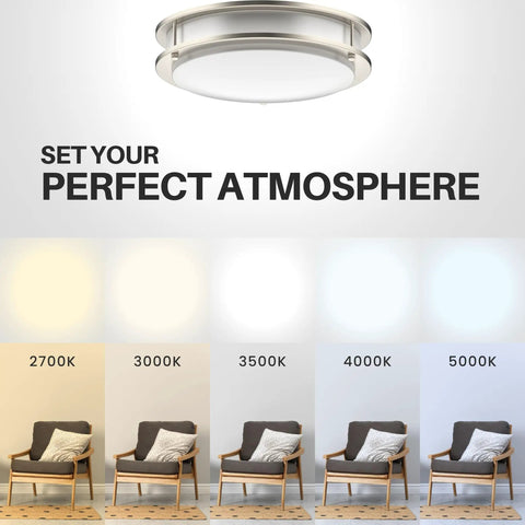 Energy Efficient Led Ceiling Light Flush Mount Dimmable With 5 In 1 Cct Selectable 2700K to 5000K ambiance demonstration.