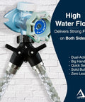 Heavy Duty Garden Hose Splitter 2 Way With Long Handle Dual Outlet Y Style Faucet Adapter No Leak For Outdoor Spigot Use Easy Grip Valves And Smooth Turn, black metal splitter with two hoses