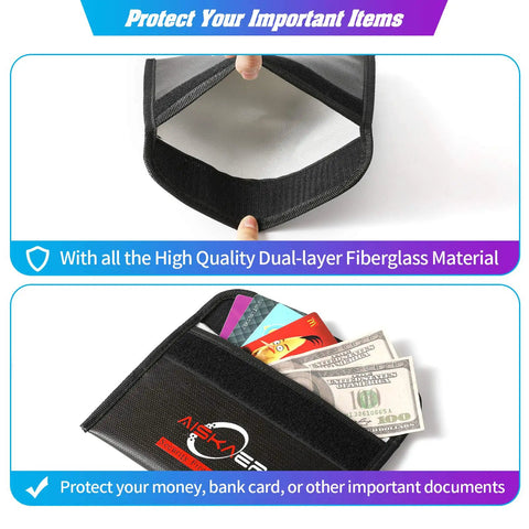 Fireproof And Water Resistant Silicone Coated Safe Storage Bag For Cash, Keys, Jewelry, Passport And Important Documents, open view with items inside