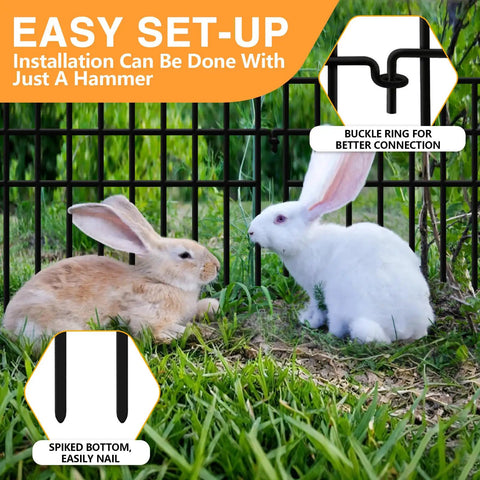 45.33 Feet No Dig Animal Barrier Fence With 32 Panels For Garden And Yard Keeps Pets And Rabbits Out 13 Inch High Metal Fence