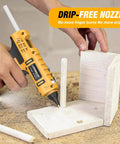Cordless Hot Glue Gun That Works With Dewalt 20V Batteries 100W Tool Only Rapid Heat No Wires Includes 30 Glue Sticks In 0.27 By 5.9 Inch Size For Crafting Wood PVC Glass And Home Repair used on wood project