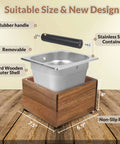 Pro Grade Espresso Knock Box With Large Capacity Non Slip Base Tamp Station And Shock Absorbent Design For Easy Pucks Disposal Perfect Coffee Grounds Receiver For Home Kitchen Or Small Coffee Bar Setup with 7.5-inch x 6.9-inch x 4-inch dimensions and stainless steel container.