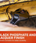 12 Inch Wide Jaw Adjustable Wrench With Micro Serrations For A Tighter Grip And 4x Torque in use on a rusty bolt