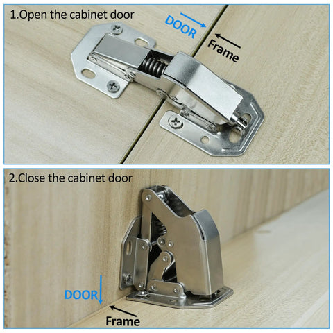 Heavy Duty Concealed Cabinet Hinges 4.4 Inch Soft Close With 90 Degree Opening 2 Pack No Pre Drilled Surface Mount Push To Open Cabinet Latches installed