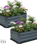 Two Pack Galvanized Raised Garden Beds With Bottom Indoor And Outdoor Use Rust Proof Metal Planter Box Easy Assembly No Leaks