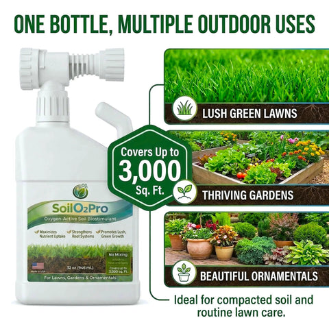 Liquid Soil Aerator And Oxygen Active Biostimulant To Revitalize Hard Compacted Clay Soil 32 Oz Hose End Sprayer Cover 3000 Sq Ft