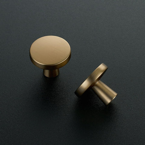 Solid Round Kitchen Cabinet Knobs 30 Pack Single Hole Pulls In Champagne Bronze Oil Rubbed Finish For Cabinets And Drawers Strong Zinc Build