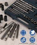 25 Piece Broken Bolt Extractor Set With Drill Bit Guides for Quick No Fuss Easy Out Removal of Stripped Damaged Bolts