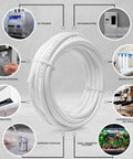 Three Eighths Inch OD LLDPE Water Tubing 25 Feet White Ideal For Reverse Osmosis Systems Deionized Water Setups Refrigerators Coffee Machines And Other Appliances surrounded by appliance images