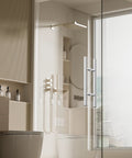 16 Inch Sliding Glass Shower Door Handle Back To Back Pull In SUS304 Stainless Steel Brushed Nickel Finish installed on shower door