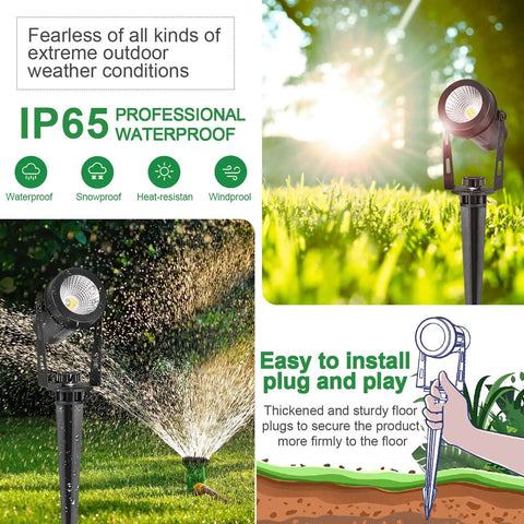 Low Voltage LED Landscape Lights Kit 4 Pack With Transformer Plug In 12V Warm White Spotlight For Backyard Pathway Tree Poolside