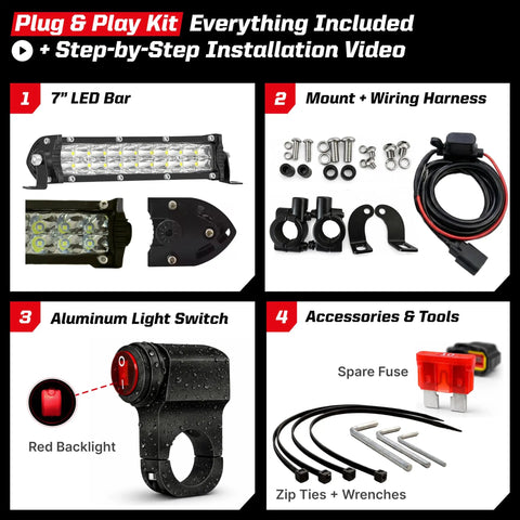 Dirt Bike Light Bar Kit Plug And Play Seven Eighths Inch Handlebar Battery Powered Headlight Universal Fit for CRF110 accessories