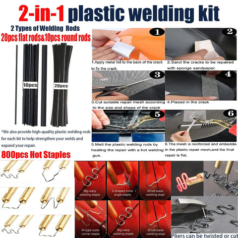 Upgraded 220W Plastic Welder Bumper Repair Kit 2 in 1 Hot Stapler Welding Tool With 800 Staples And 30 Rods Pro Grade Plastic Repair manual