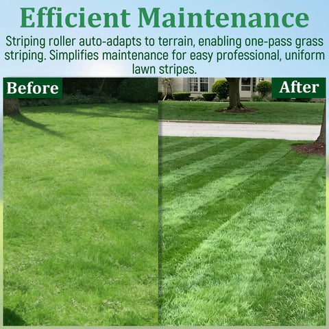 Before and after using Lawn Stripe Kit For Cub Cadet Z Series And Troy-Bilt Mustang Zero Turn Mowers 50, 54 And 60 Inch Decks, Roller Attachment