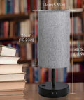 Dual USB Charging Ports And AC Outlet Nightstand Lamps Set Of 2 Touch Control 3 Way Dimmable Bedside Lamps with grey shade