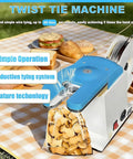 Rock The Bench With This Hottest Semi-Auto Twist Tie Machine For Sealing And Bundling Bags Of Bread Or Toys Fast Using Metallic Wire At 40 Per Minute Compact Design Saves Sweet Shop Space.
