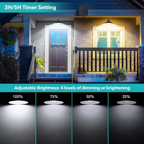 Dual Head Solar Pendant Lights With Remote For Outdoor And Indoor Use illuminating porch with adjustable brightness