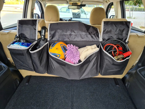 Durable Hanging Trunk Organizer for SUV With Four Pockets Waterproof Backseat Storage Solution Easy Install And Versatile Car Cargo Organizer