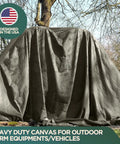 Waterproof Canvas Tarp Cover 21oz Heavy Duty Duck Cloth Waxed Tarpaulin With Rustproof Brass Grommets For Camping Construction Equipment And Outdoor Use 10x12 Ft Olive Drab covering farm equipment outdoors