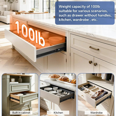 12 Inch Push To Open And Soft Close Drawer Slides With Full Extension 1 Pair 2 In 1 Push To Open Mechanism No Slam Quiet Soft Close Dampers Smooth Full Extension For Cabinet Drawers Heavy Duty Easy Glides in a kitchen drawer installation