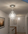 Tiny Crystal Chandelier For Bedroom And More One Light White Mini Crystal Pendant Ceiling Fixture Ninety Percent Preassembled