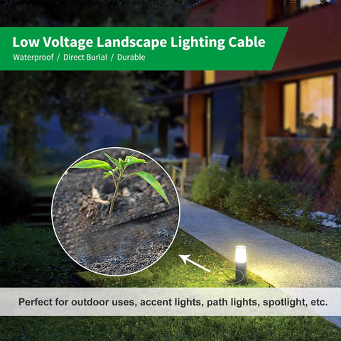 Low Voltage Direct Burial Landscape Lighting Wire Spool 200 Feet 10 Gauge 2 Conductor Copper Cable For Outdoor Lighting