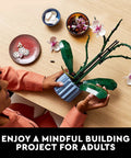 Orchid Building Kit For Adults 18 Plus Dope Artificial Orchid Flower Display Buildable Fake Plant For Home Kitchen Desk Or Office Decor Customizable Bloom And Foliage Ideal Birthday Gift 10311, LEGO-style orchid in blue pot