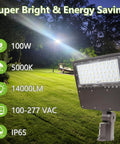 Two Pack 100W LED Parking Lot Lights With Dusk To Dawn Photocell, Slipfitter And Wall Mount, 14000 Lumens, 5000K, outdoor view