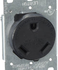 NEMA TT-30R 30 Amp 125V Flush Mount Receptacle, straight blade, grounding side wired, black, heavy duty industrial grade.