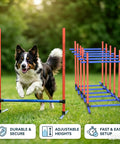 Dog jumping over a hurdle from 6 Piece Dog Agility Jumps And Hurdles Set With Adjustable Heights Portable Storage Bag Pro Grade Backyard Obstacle Courses For Small To Medium Dogs To Boost Speed Focus And Fitness In Parks Or At Home