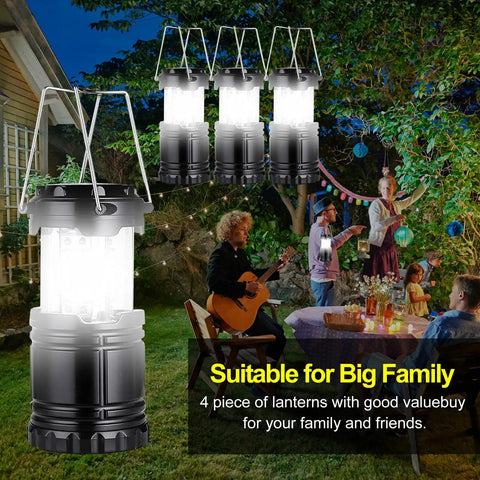 Camping Lantern 4 Pack Battery Powered Flashlight For Power Outages And Outdoor Use displayed on picnic table.