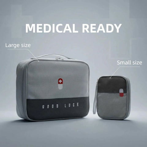 Grab And Go Travel First Aid Bag Set With Large And Small Empty Medical Bags And Independent Compartments on Display