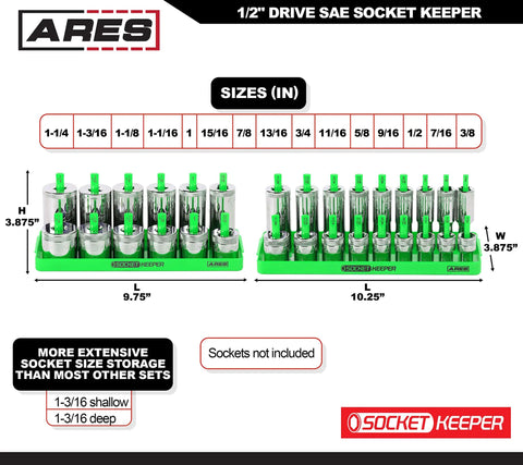 8 Piece Metric And SAE Socket Organizer Tray Set Black And Green Socket Holders For Standard And Deep Sockets Stores 176