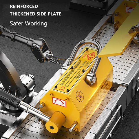 Heavy Duty Permanent Magnetic Lifter With Secure Dual Lock And Rigid Carry Handle For No Sweat Hauling Of Steel Sheets Iron Rods And Heavy Workshop Gear Built Tough For The Grind, showing reinforced design.