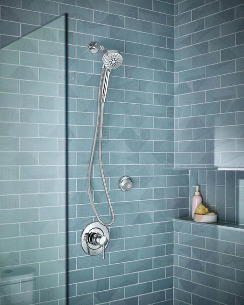 Remote Dock For Magnetix Handheld Shower Head Chrome Finish Easy Install in a modern bathroom setting.