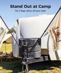 Dual Flag Pole Mount For Trailer Jack Fits Two Inch And Two And Quarter Inch Poles To Display Two Flags At Your Campsite.