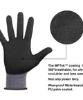 Spandex Liner Nitrile Coated Work Gloves NP1001 12 Pair Large Pack with Micro Foam Grips, black glove with breathable coating.