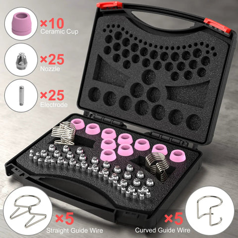 All In One Plasma Cutter Consumables Kit For AG-60, AG-60P, SG-55, WSD-60 With Storage Box Includes.045 Inch Tips