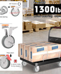 Heavy Duty Flatbed Cart With Wheel Brakes And Foldable Platform Truck Built Tough To Haul Heavy Loads Without Breaking A Sweat in use, showing loaded boxes.