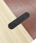Heavy Duty Black Iron Flat Mending Plates For Wood, 4 Pack Sturdy Straight Brace Brackets on wood surface with screws.
