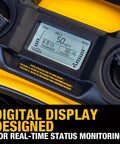 Close-up of digital LED display on Heavy Duty Floor Fan And Air Purifier Combo Delivers 4000 CFM with real-time status details.