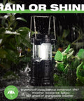 Collapsible Camping Lantern 4 Pack Battery Operated LED Super Bright Light for power outages, in rain amongst plants.