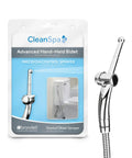Handheld Toilet Bidet Sprayer With Precision Pressure Jet CleanSpa Advanced Attachment in packaging and assembled view