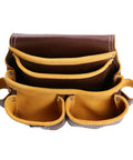 Oil Tanned Leather Nail Pouch Bag In Cherry With 5 Pockets And 2 Snap Loops For Carpenters, Framers, Construction Pros, And Handymen