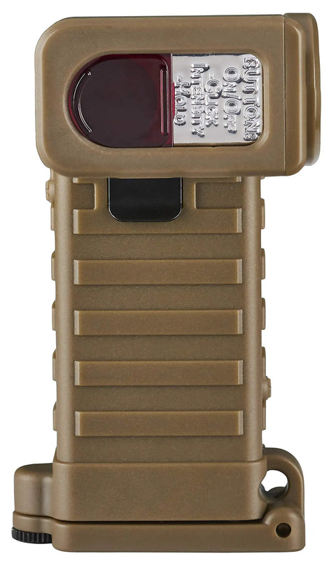 Sidewinder Boot Tactical Light With 2 AA Batteries, 55 Lumen LED, rugged high impact polymer, front view, coyote color